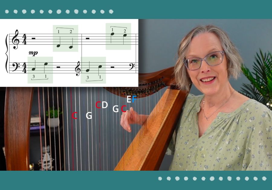 Gentle Rain, beginner harp video course with Anne Crosby Gaudet