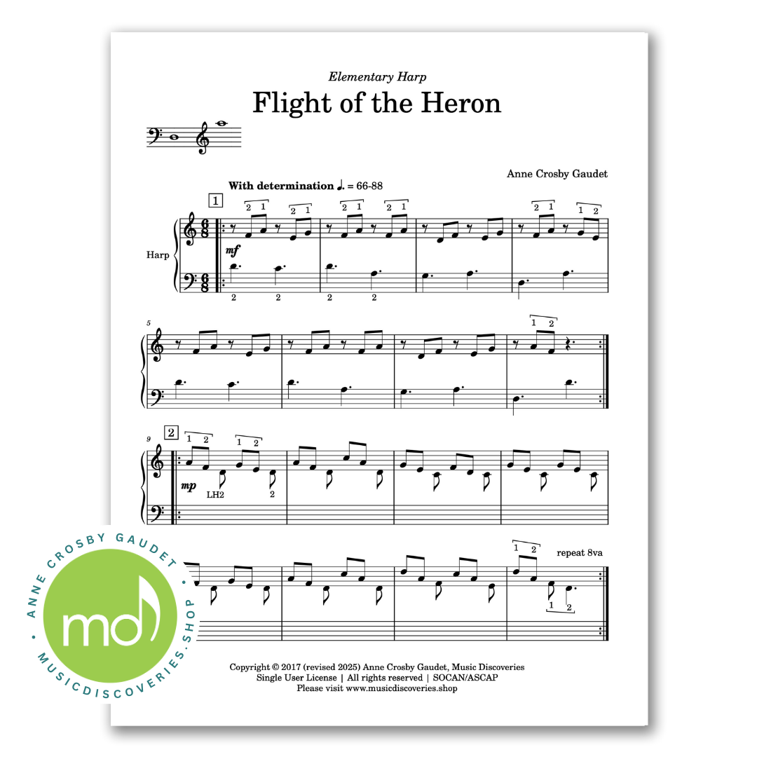 Flight of the Heron, harp music by Anne Crosby Gaudet